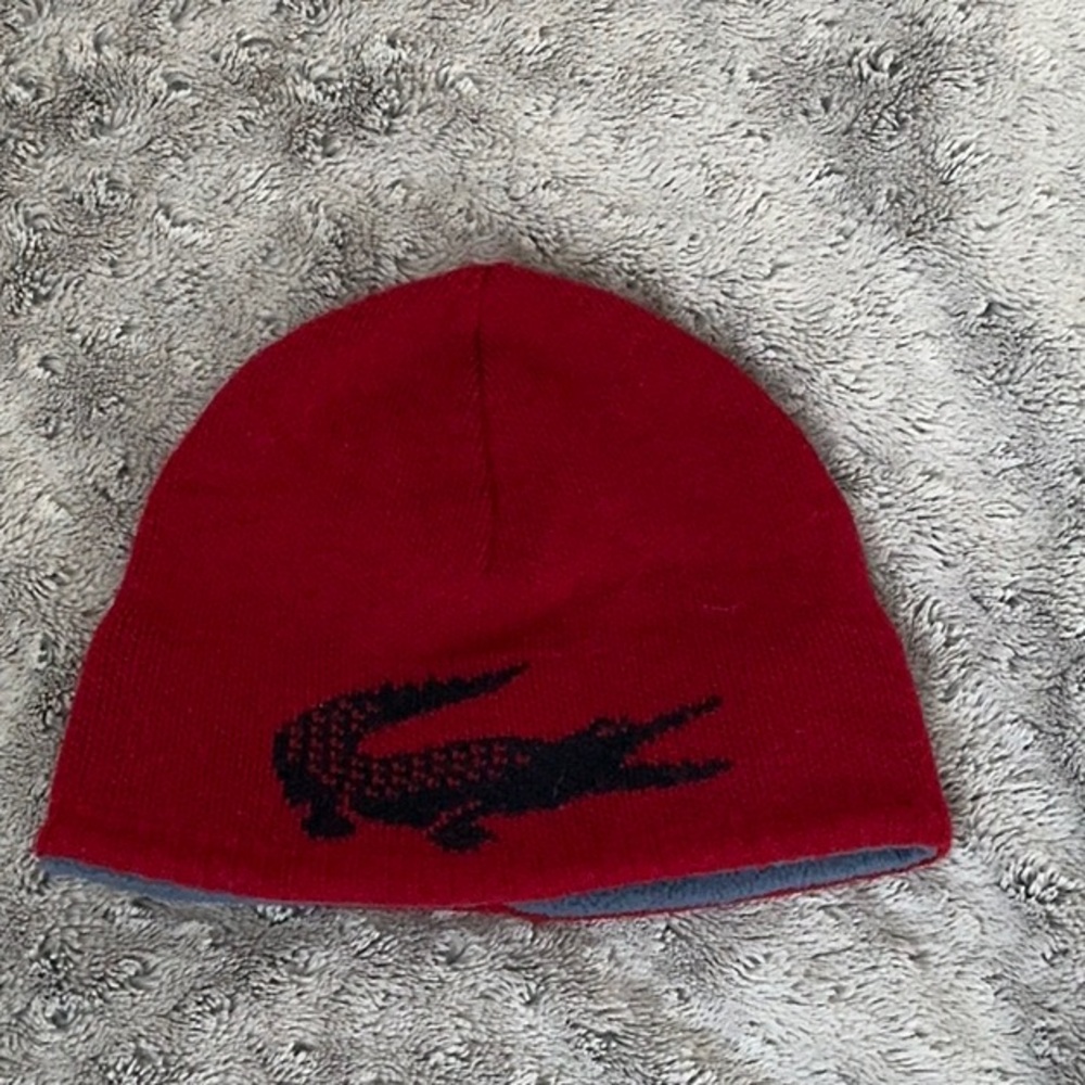 Lacoste Red and Black Beanie Hat